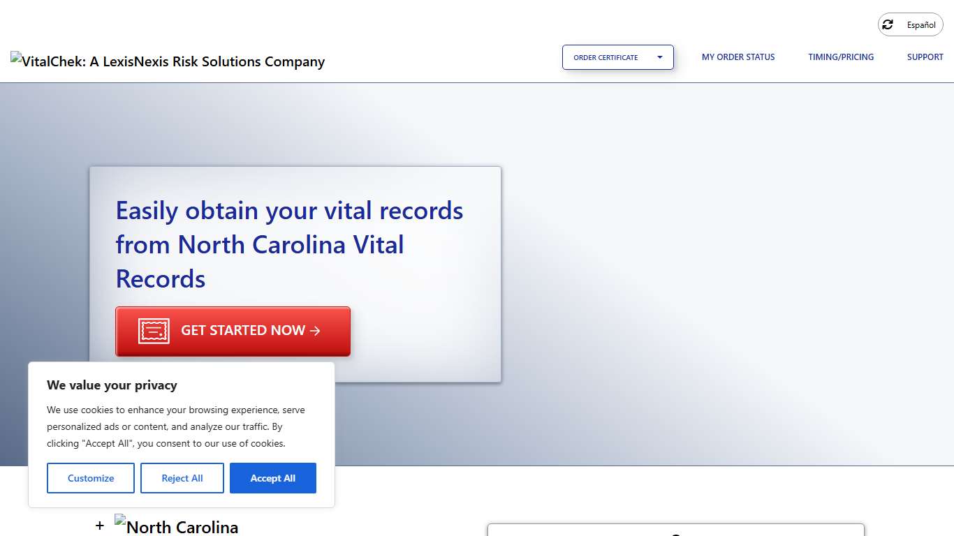 North Carolina Vital Records (NC) | Order Certificates - VitalChek